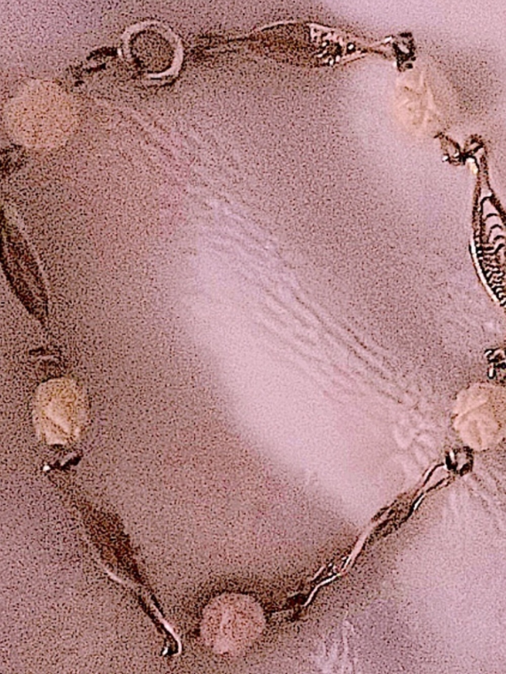 Filagree Bracelet Faux Bone Cream Rosettes Gold Bracelet
